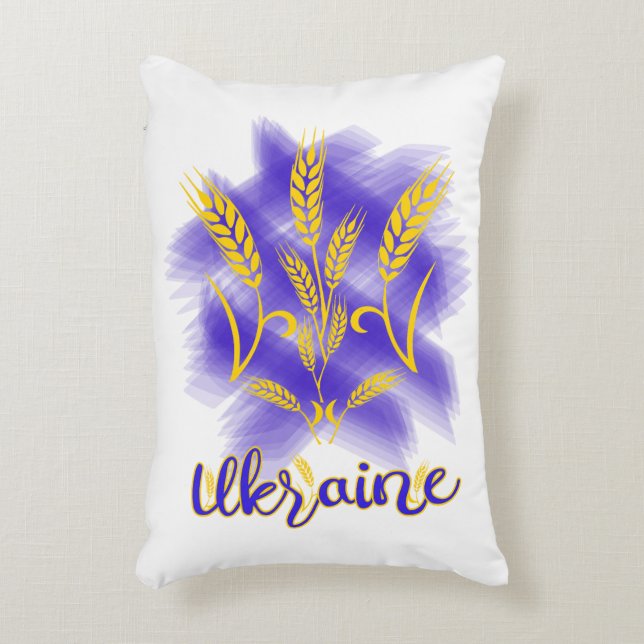 Ukrainian trident made of wheat ear decorative cushion (Front(Vertical))
