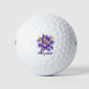 Ukrainian trident made of wheat ear golf balls
