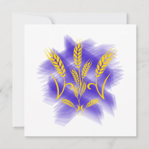 Ukrainian trident made of wheat ear holiday card