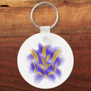 Ukrainian trident made of wheat ear key ring