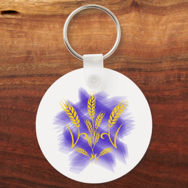 Ukrainian trident made of wheat ear key ring (Front)