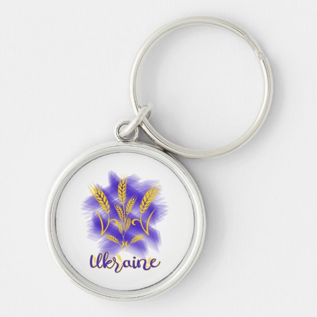 Ukrainian trident made of wheat ear key ring (Front)