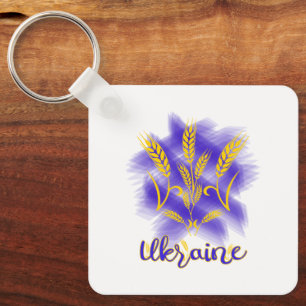 Ukrainian trident made of wheat ear key ring