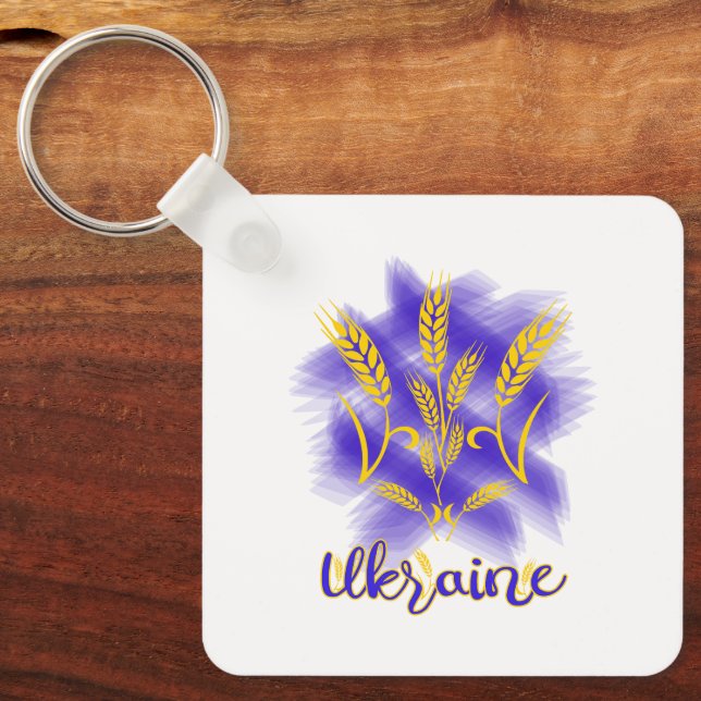 Ukrainian trident made of wheat ear key ring (Front)