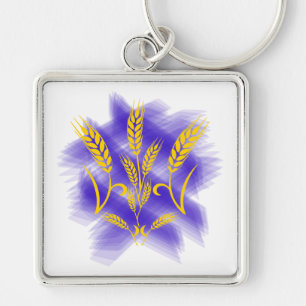 Ukrainian trident made of wheat ear key ring