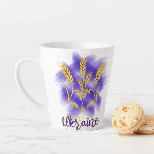 Ukrainian trident made of wheat ear latte mug