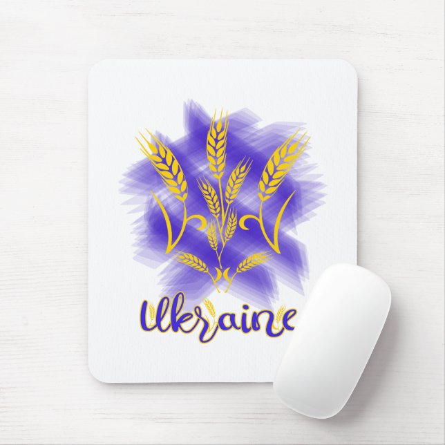 Ukrainian trident made of wheat ear mouse pad (With Mouse)