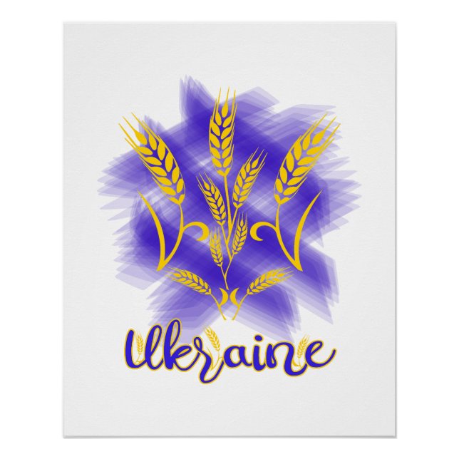 Ukrainian trident made of wheat ear poster (Front)