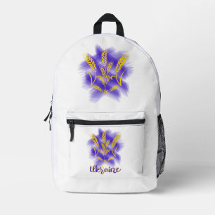 Ukrainian trident made of wheat ear printed backpack