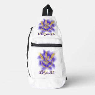 Ukrainian trident made of wheat ear sling bag