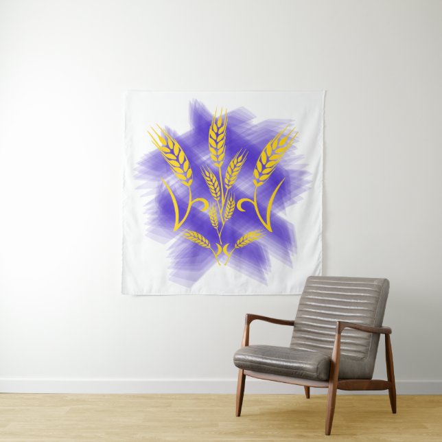 Ukrainian trident made of wheat ear tapestry (In Situ)