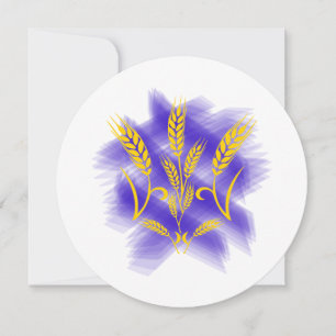 Ukrainian trident made of wheat ear thank you card