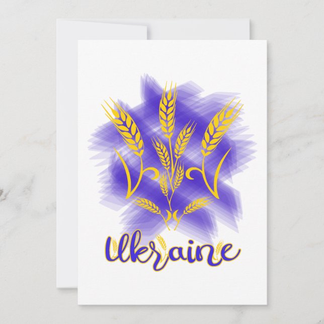 Ukrainian trident made of wheat ear thank you card (Front)