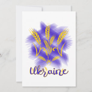 Ukrainian trident made of wheat ear thank you card