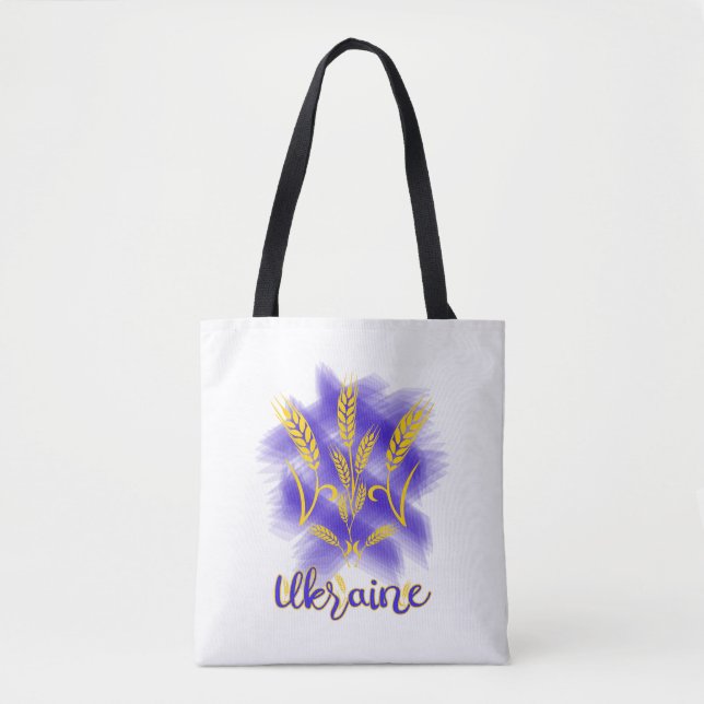 Ukrainian trident made of wheat ear tote bag (Front)