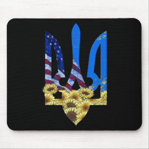 Ukrainian Trident Sunflower American Flag Ukrainia Mouse Pad