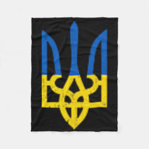 Ukrainian Trident Symbol - Ukraine Flag Support Pa Fleece Blanket