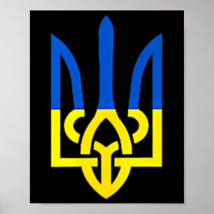 Ukrainian Trident Symbol - Ukraine Flag Support Pa Poster