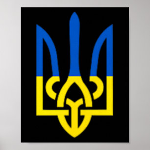 Ukrainian Trident Symbol - Ukraine Flag Support Pa Poster