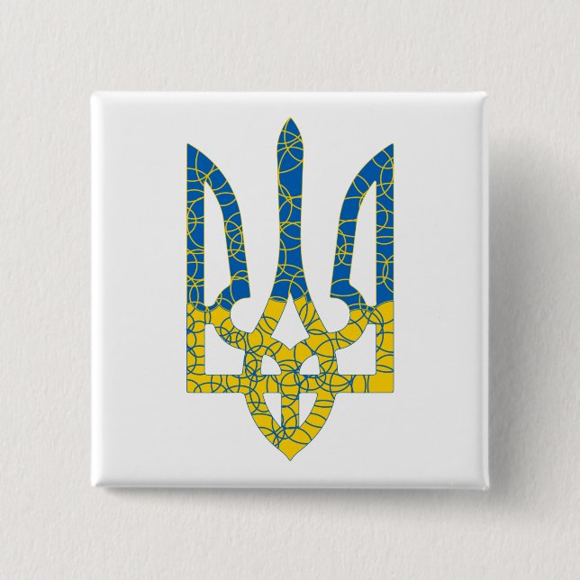 Ukrainian trident textured flag of Ukraine colours 15 Cm Square Badge (Front)