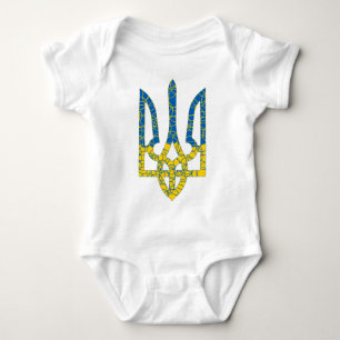 Ukrainian trident textured flag of Ukraine colours Baby Bodysuit