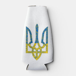 Ukrainian trident textured flag of Ukraine colours Bottle Cooler