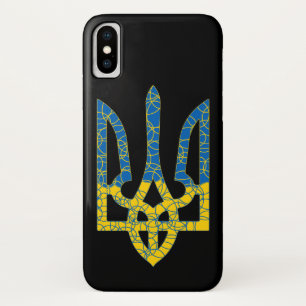 Ukrainian trident textured flag of Ukraine colours iPhone X Case