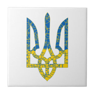 Ukrainian trident textured flag of Ukraine colours Ceramic Tile