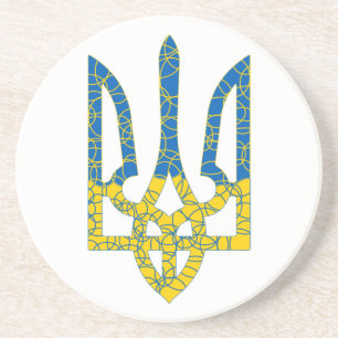 Ukrainian trident textured flag of Ukraine colours Coaster
