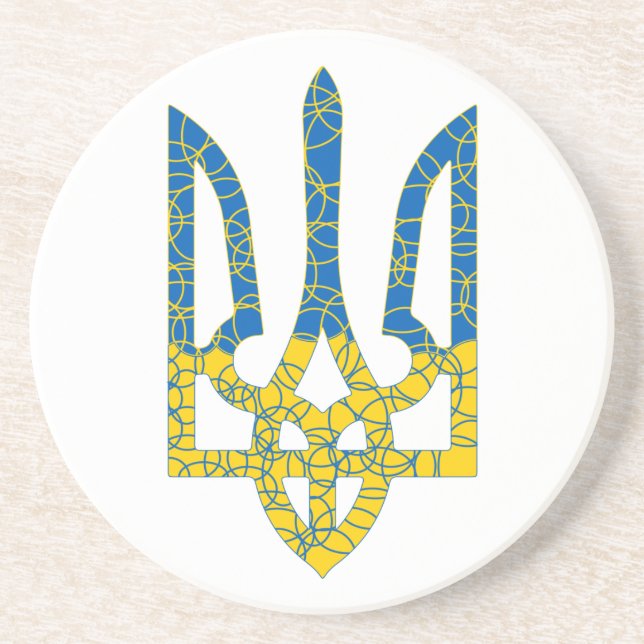 Ukrainian trident textured flag of Ukraine colours Coaster (Front)