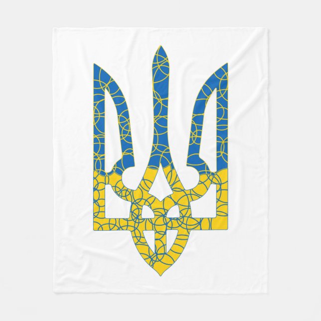 Ukrainian trident textured flag of Ukraine colours Fleece Blanket (Front)
