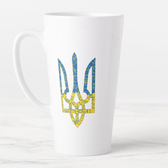 Ukrainian trident textured flag of Ukraine colours Latte Mug (Left)