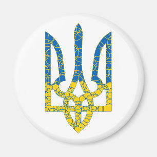Ukrainian trident textured flag of Ukraine colours Magnet