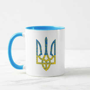 Ukrainian trident textured flag of Ukraine colours Mug