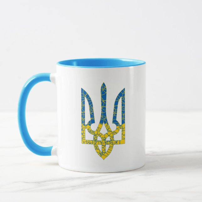 Ukrainian trident textured flag of Ukraine colours Mug (Left)