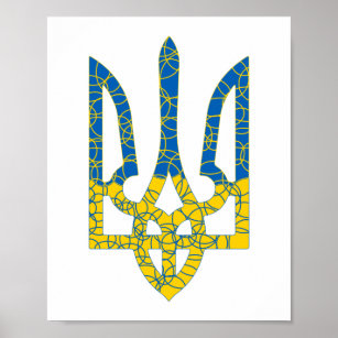 Ukrainian trident textured flag of Ukraine colours Poster