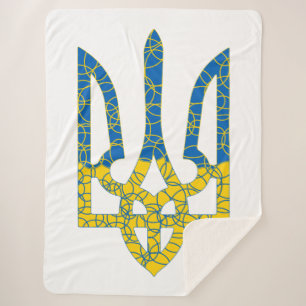 Ukrainian trident textured flag of Ukraine colours Sherpa Blanket