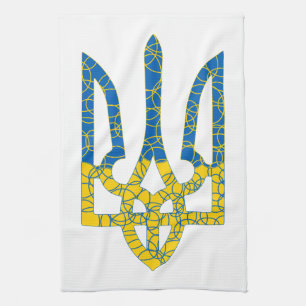 Ukrainian trident textured flag of Ukraine colours Tea Towel