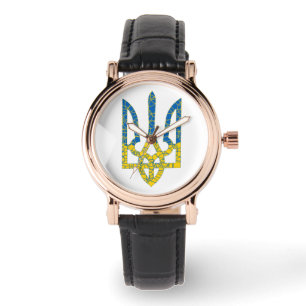 Ukrainian trident textured flag of Ukraine colours Watch