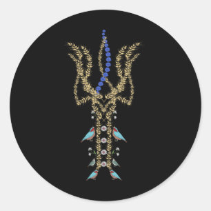 Ukrainian Trysub Retro Spikelets Birds Ukraine Vys Classic Round Sticker