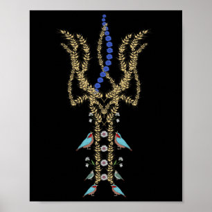 Ukrainian Trysub Retro Spikelets Birds Ukraine Vys Poster