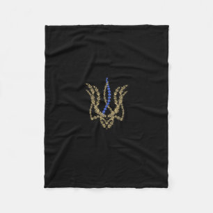 Ukrainian Trysub Retro Spikelets Floral Ukraine Vy Fleece Blanket