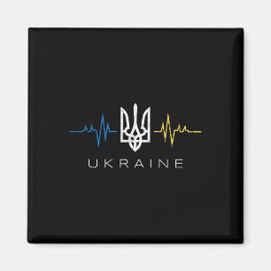 Ukrainian Tryzub Flag Heartbeat - Ukraine Trident Magnet