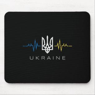 Ukrainian Tryzub Flag Heartbeat - Ukraine Trident Mouse Pad