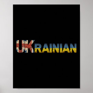 Ukrainian Uk Ukraine England English Scotland Flag Poster