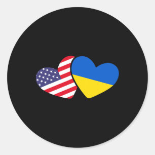 Ukrainian Ukraine 2 Heart Flag I Stand With Ukrain Classic Round Sticker