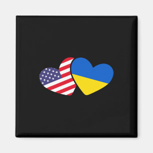 Ukrainian Ukraine 2 Heart Flag I Stand With Ukrain Magnet