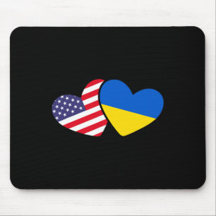 Ukrainian Ukraine 2 Heart Flag I Stand With Ukrain Mouse Pad