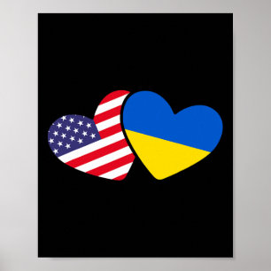 Ukrainian Ukraine 2 Heart Flag I Stand With Ukrain Poster