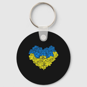 Ukrainian Ukrainian Ukrainian Flag Flower Heart  Key Ring